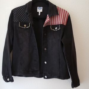 🇺🇸 Patriotic Black Jean Jacket 🇺🇸